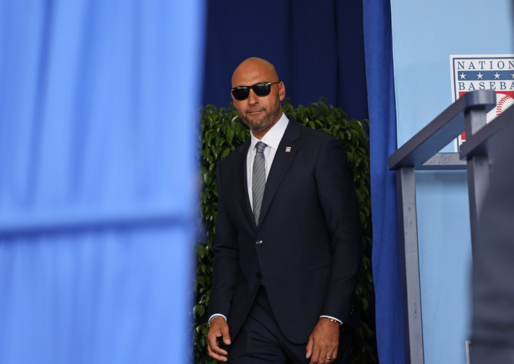 Derek Jeter during the National Baseball Hall of Fame induction Ceremony in Cooperstown, New York 