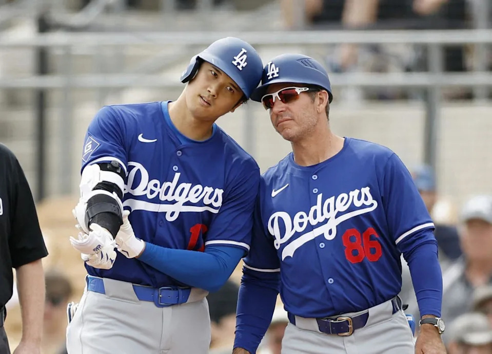Clayton McCullough and Ohtani on field