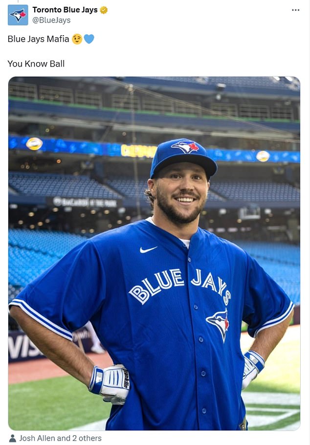 However, the Blue Jays were loving it and replied with a picture of Bills QB Josh Allen