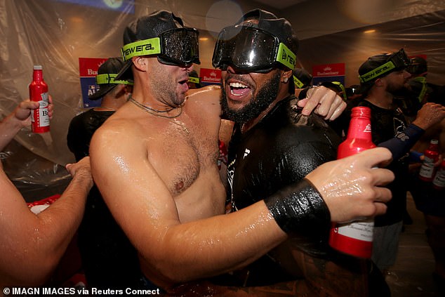 The Toronto Blue Jays broke into raucous celebrations in the visitors' clubhouse