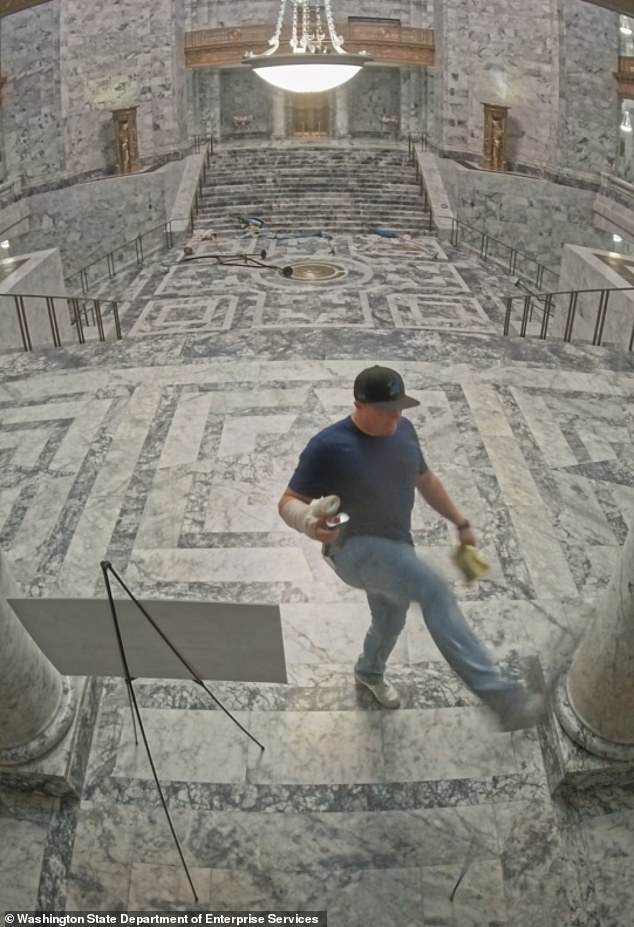 Schubert allegedly smashed an office window to make his way into the building in Olympia