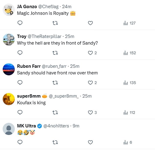 Many claimed that Koufax and Johnson deserved top billing over the royal couple on Tuesday