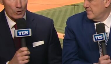 John Flaherty (left) is pictured calling Yankees action alongside YES announcer Michael Kay