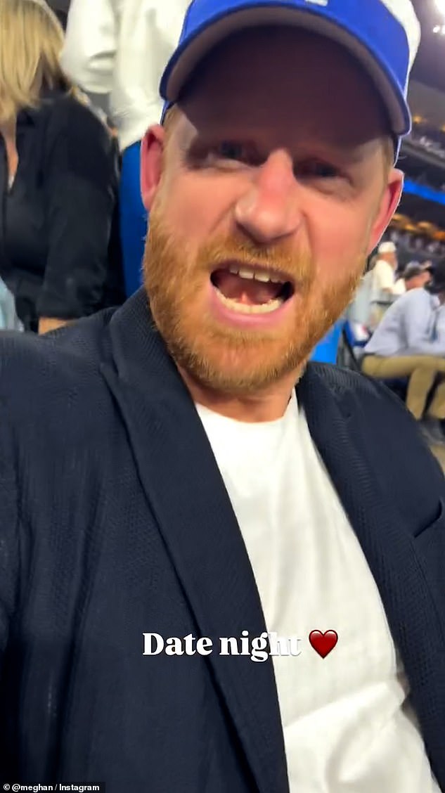 Meghan Markle also filmed Prince Harry joyfully saying, 'let's go,' while he looked at the camera at a World Series game