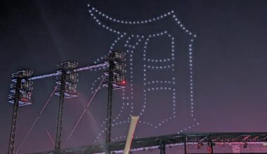 Drone show lights up Detroit as Tigers prepare for 2-game homestand vs. Seattle Mariners in ALDS