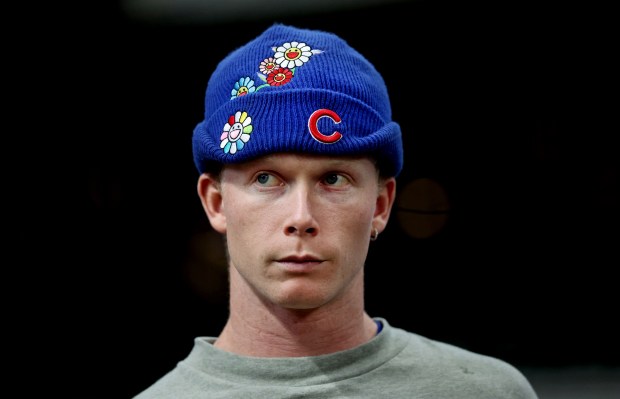 Chicago Cubs center fielder Pete Crow-Armstrong looks out onto the field before the start of Game 5 of the NL Division Series against the Milwaukee Brewers at American Family Field in Milwaukee on Oct. 11, 2025. (Chris Sweda/Chicago Tribune)