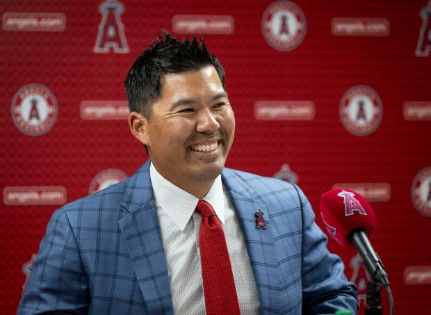 The Angels introduced Kurt Suzuki as their new manager during...