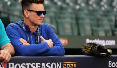 Seattle Mariners president of baseball operations Jerry Dipoto watches batting practice before Game 1 of baseball