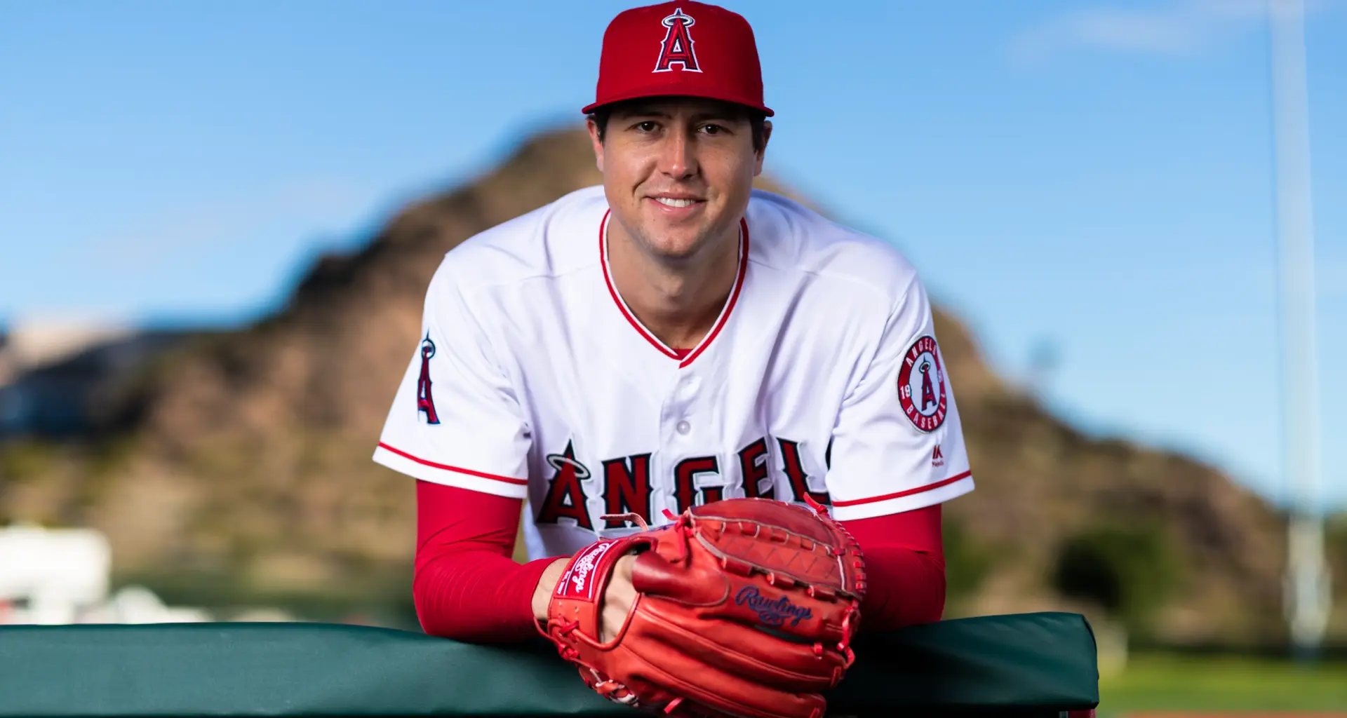 Los Angeles Angels pitcher Tyler Skaggs (45) poses for a portrait during the Los Angeles Angels photo day (Image via Getty)