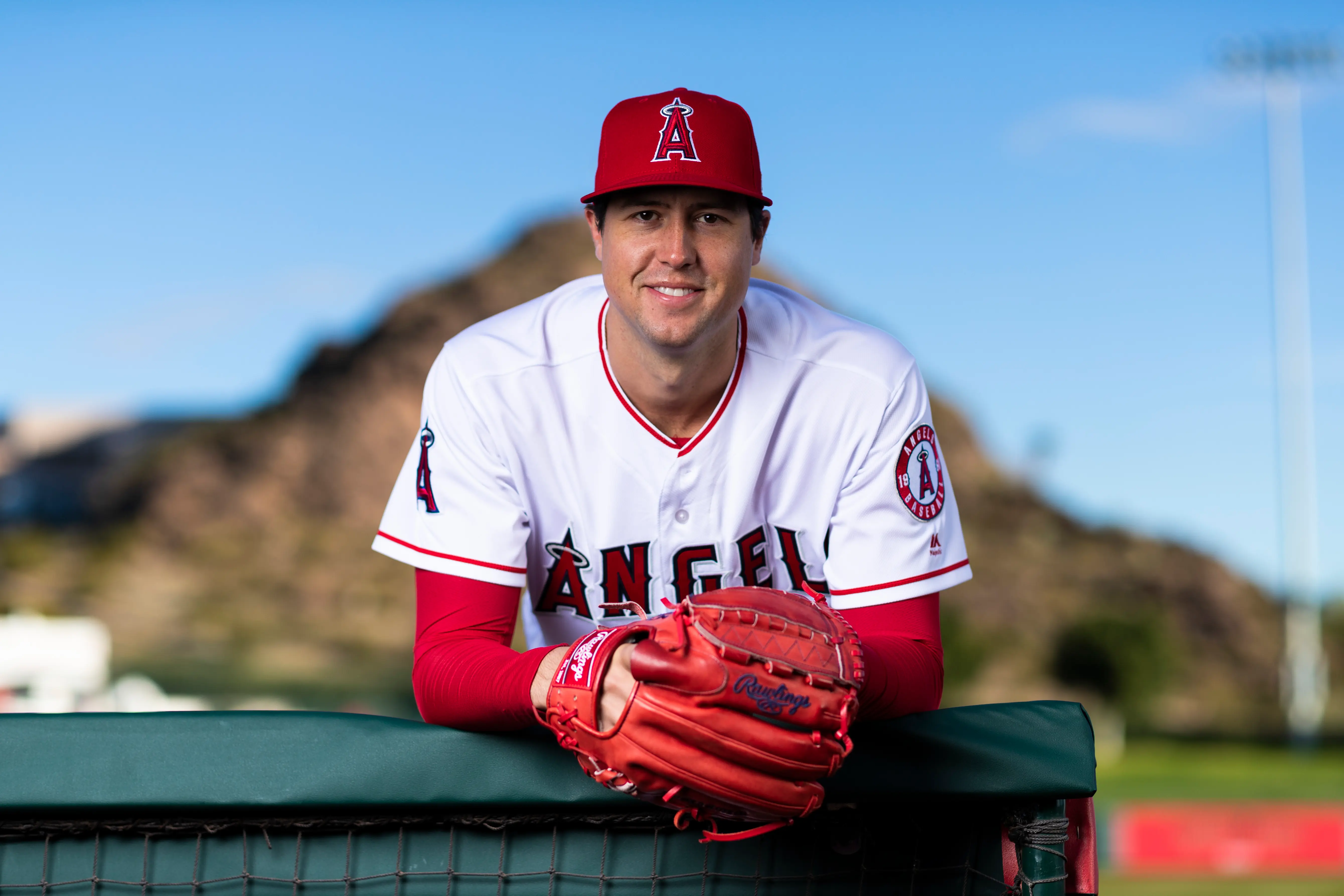 Los Angeles Angels pitcher Tyler Skaggs (45) poses for a portrait during the Los Angeles Angels photo day (Image via Getty)
