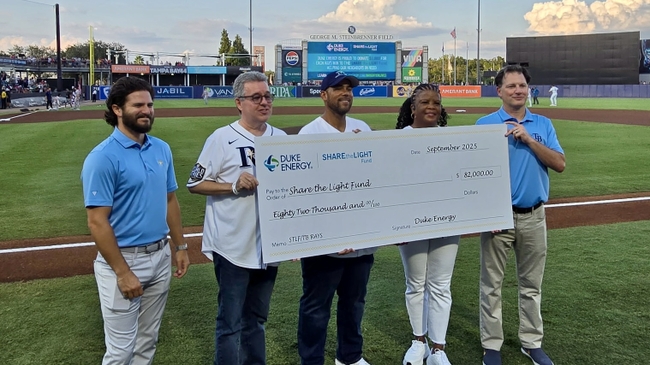 Duke Energy Foundation, Tampa Bay Rays Donate $82,000 To Help Florida Customers Pay Energy Bills