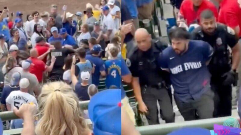 Disgusting Chicago Cubs Fan Punches Child, Gets Dragged Out In Handcuffs By Police During Chaotic Brawl at Playoff Game [VIDEO]