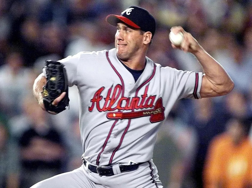 John Rocker pitching against the Mets in 2000. AFP via Getty Images