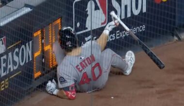 Red Sox's Nate Eaton Got Shot with a Baseball Bat in The On Deck Circle
