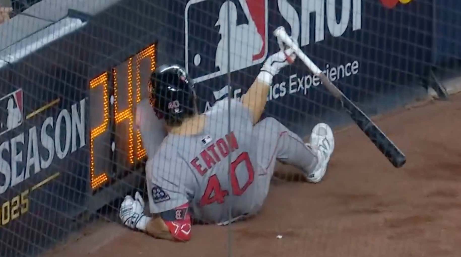 Red Sox's Nate Eaton Got Shot with a Baseball Bat in The On Deck Circle