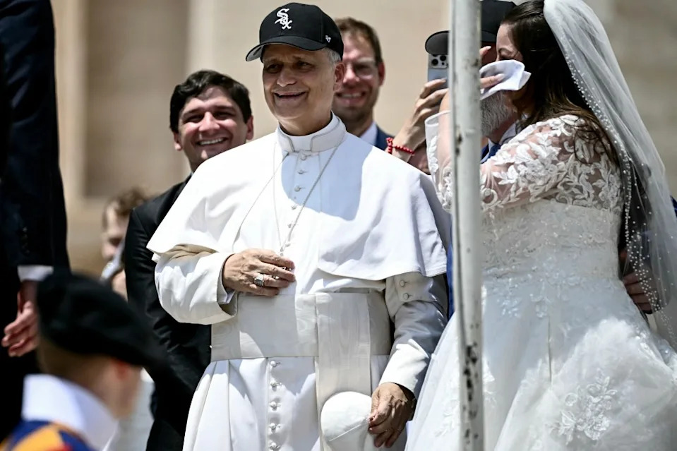 Pope Leo XIV was seen wearing a Chicago White Sox hat at the Vatican on June 11, 2025. AFP via Getty Images