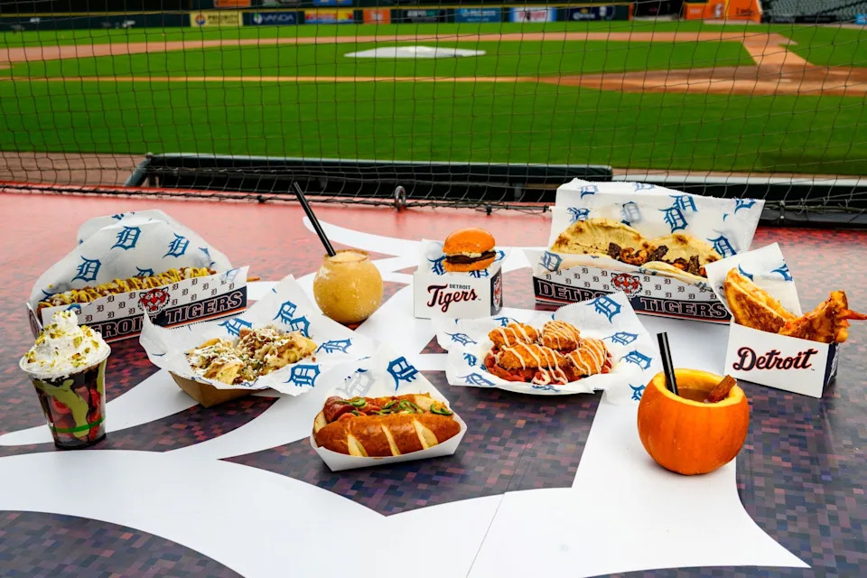 A selection of new foods offered at Comerica Park for the Detroit Tigers vs. Seattle Mariners ALDS games 3 and 4.