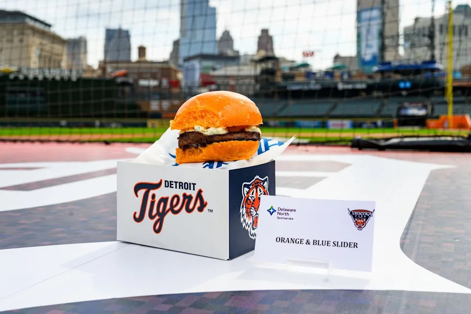 Orange and Blue Slider is a new food offered at Comerica Park for the Detroit Tigers vs. Seattle Mariners ALDS games 3 and 4.