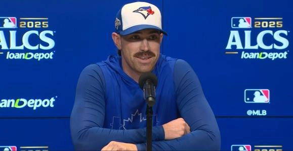 Toronto Blue Jays starting pitcher Shane Bieber speaks to the media ahead of Game 3 of the ALCS against the Seattle Mariners at T-Mobile Park. Toronto Blue Jays starting pitcher Shane Bieber speaks to the media ahead of Game 3 of the ALCS against the Seattle Mariners at T-Mobile Park.