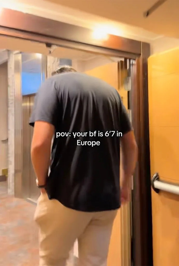 Paul Skenes had to duck his head through another frame and accidentally collided with the ceiling while walking through another. Livvy Dunne/TikTok