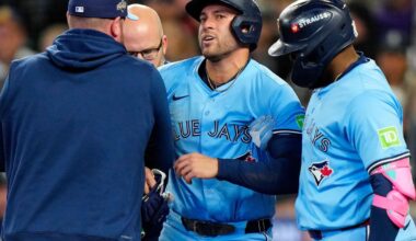 George Springer in Toronto's lineup for Game 6 of ALCS, two days after hit on knee by 95.6 mph pitch | MLB