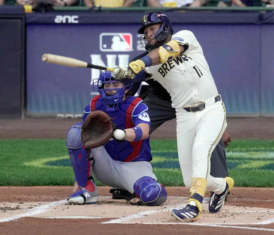 Jackson Chourio became the first player in major-league history to record three hits in the first two innings of a postseason game.