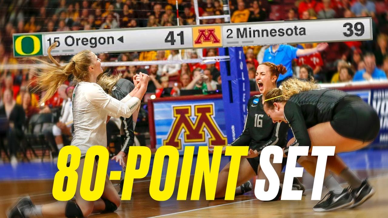 Oregon and Minnesota’s marathon 80-point set in 2018 women’s volleyball tournament