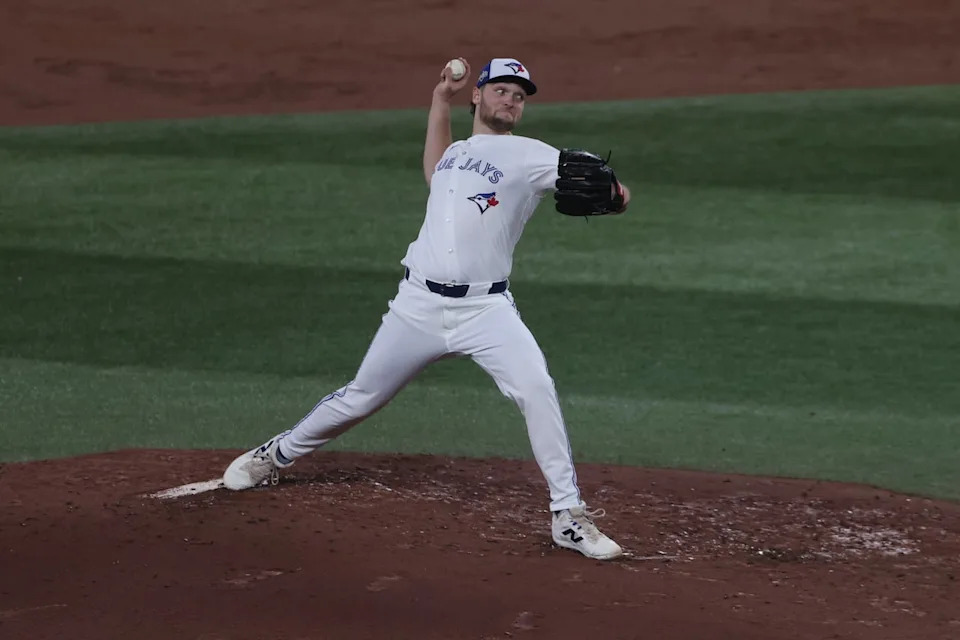 Toronto Blue Jays pitcher Trey Yesavage pitches during the third inning against the Seattle Mariners in Game 6 of the MLB’s ALCS at Rogers Centre in Toronto on Oct. 19, 2025. Toronto Blue Jays pitcher Trey Yesavage pitches during the third inning against the Seattle Mariners in Game 6 of the MLB’s ALCS at Rogers Centre in Toronto on Oct. 19, 2025.