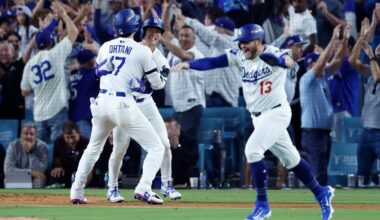 MLB playoff bracket with ALCS, NLCS schedules, scores
