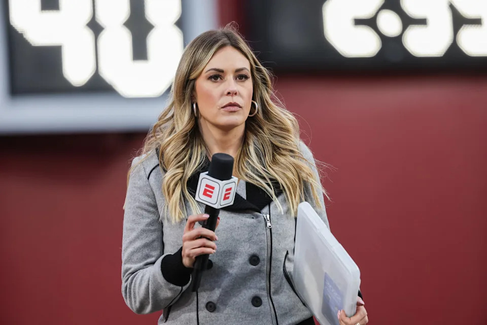 BLOOMINGTON, IN - OCTOBER 15: ESPN sideline reporter Taylor McGregor is seen during the Indiana Hoosiers and Maryland Terrapins game at Memorial Stadium on October 15, 2022 in Bloomington, Indiana. (Photo by Michael Hickey/Getty Images)Michael Hickey&sol;Getty Images
