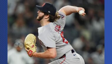 Boston Red Sox pitcher Justin Slaten (63) delivers against the New York Yankees during the fifth inning of Game 2 of an American League wild-card baseball playoff series, Wednesday, Oct. 1, 2025, in New York. (AP Photo/Frank Franklin II)