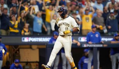 Brewers' Chourio hits 3-run homer in Game 2 of NLDS after hurting his hamstring in series opener