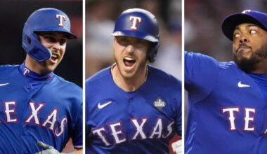 Which former Texas Rangers are suiting up for other teams in the 2025 MLB postseason?