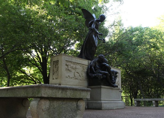 The Eugene Field Memorial, nicknamed "Dream Lady," sits northeast of the Helen Brach Primate House at the Lincoln Park Zoo in Chicago on July 12, 2012. (Nancy Stone/Chicago Tribune)