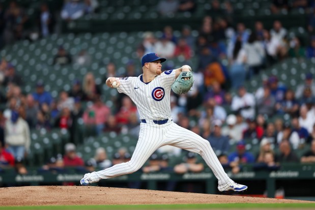 Chicago Cubs pitcher Cade Horton (22) pitches during the first inning against the Atlanta Braves at Wrigley Field Wednesday Sept. 3, 2025, in Chicago. (Armando L. Sanchez/Chicago Tribune)