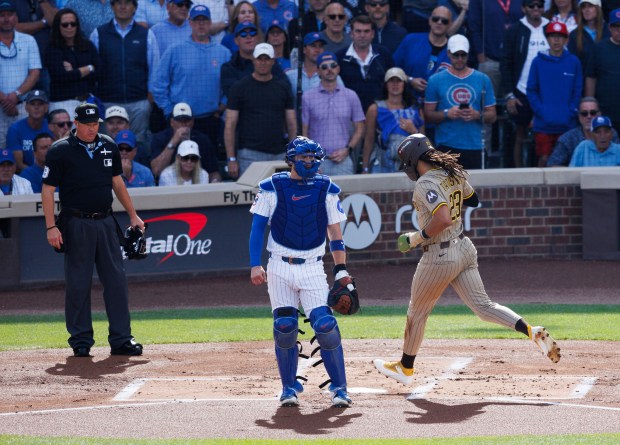 San Diego Padres outfielder Fernando Tatis Jr. (23) scores off...