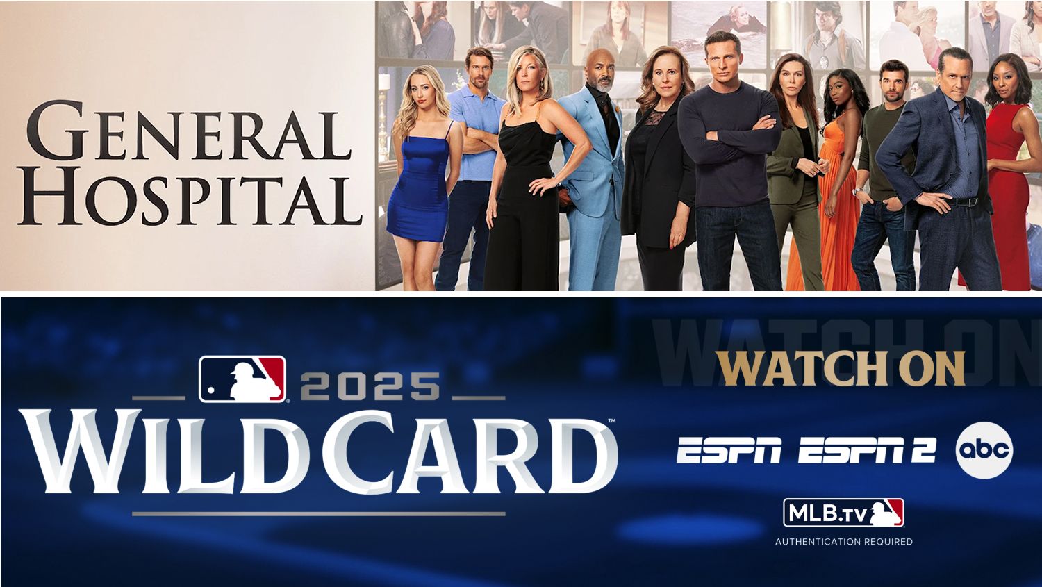 General Hospital, MLB 2025 Wild Card Series, ABC, ESPN, ESPN2