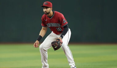 Jordan Lawlar #10 of the Arizona Diamondbacks...