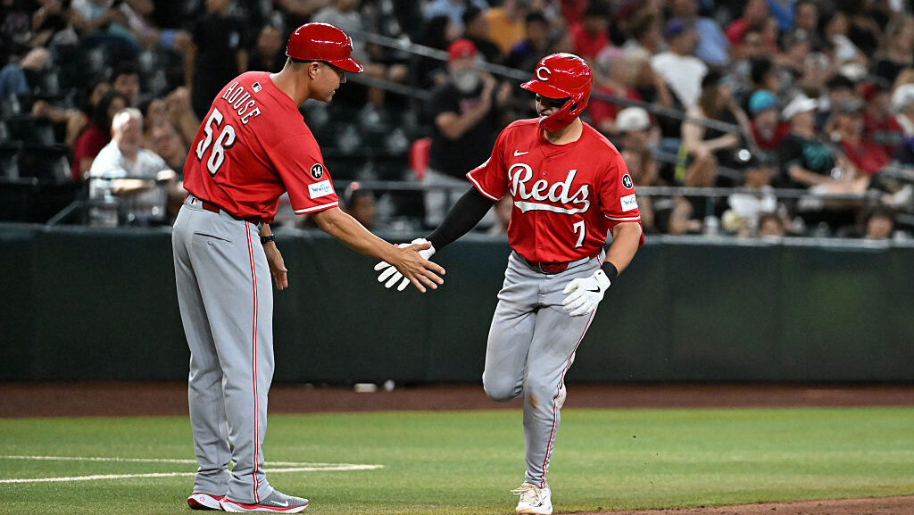 Cincinnati Reds v Arizona Diamondbacks with third base coach JR House...