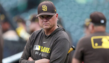 Manager Mike Shildt #8 of the San Diego Padres...