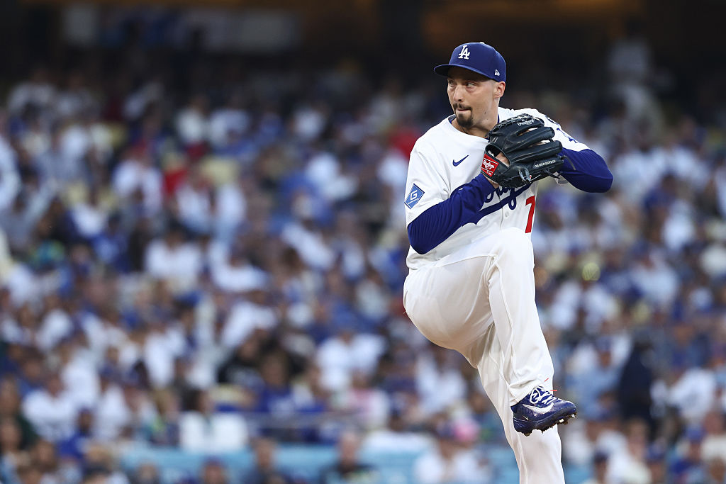 LOS ANGELES, CA - SEPTEMBER 30: Blake Snell #7 of the Los Angeles Dodgers pitches in the first inning during Game One of the National League Wild Card Series between the Cincinnati Reds and the Los Angeles Dodgers at Dodger Stadium on Tuesday, September 30, 2025 in Los Angeles, California. (Photo by Katelyn Mulcahy/MLB Photos via Getty Images)