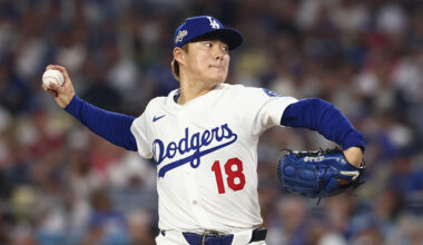 Yoshinobu Yamamoto throws a pitch ahead of Dodgers Blue Jays World Series Game 2