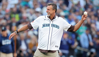Randy Johnson Diamondbacks legend first pitch Mariners-Blue Jays Game 3 ALCS...