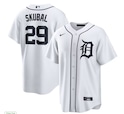 This image shows a Tarik Skubal white Detroit Tigers Nike Home Replica Jersey.