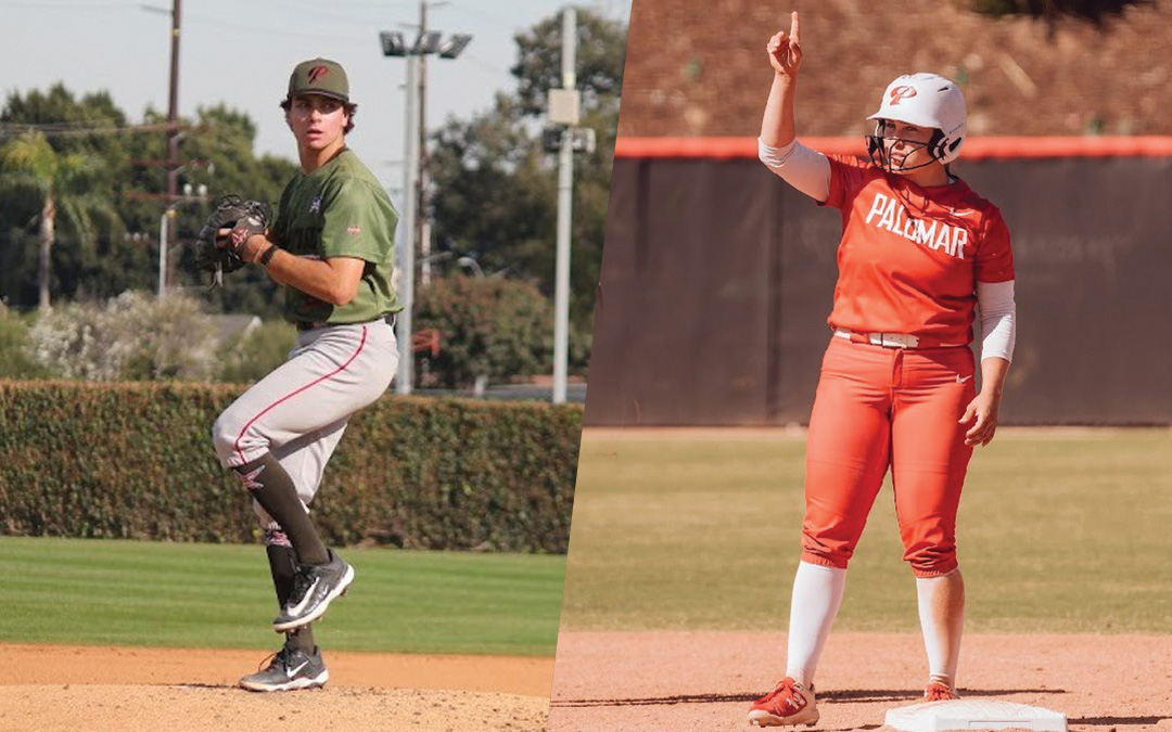 Palomar College baseball player Ian Mouwad and Softball player Breanna Lutz