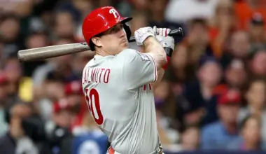 Phillies' J.T. Realmuto makes MLB playoff history with hit off Shohei Ohtani image