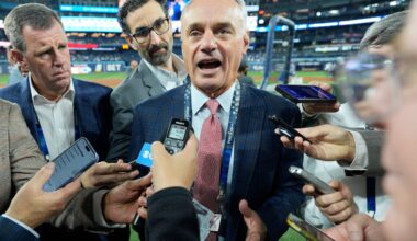 MLB commissioner Rob Manfred held a media availability prior to Game 2 of the World Series on Saturday night.