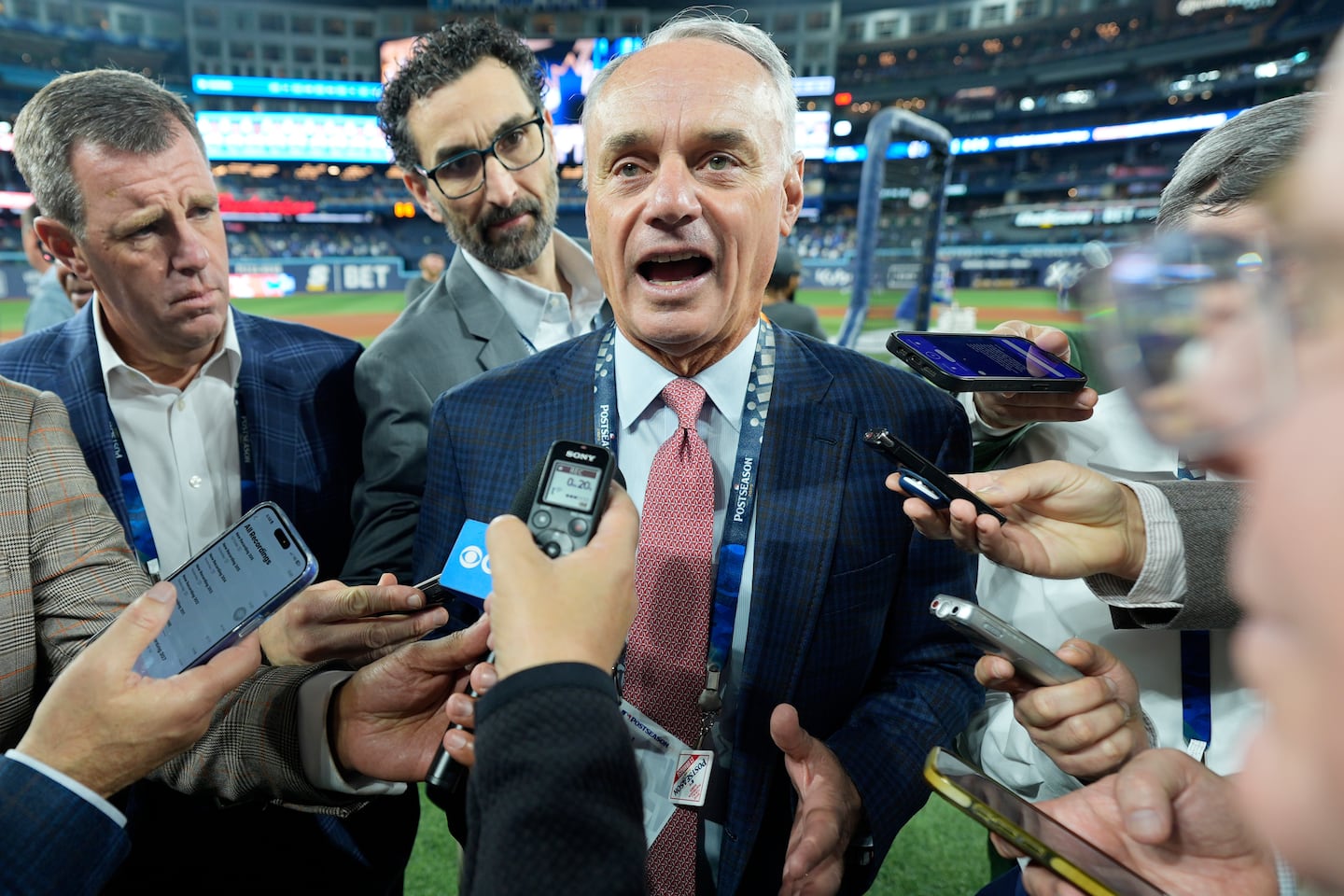 MLB commissioner Rob Manfred held a media availability prior to Game 2 of the World Series on Saturday night.