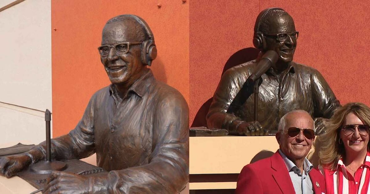 Statue honoring Reds icon Marty Brennaman damaged nearly two months after its unveiling