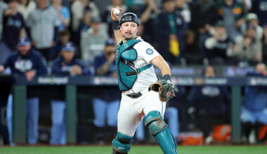 Seattle Mariners Cal Raleigh double play ALCS Game 5 Toronto Blue Jays 2025...